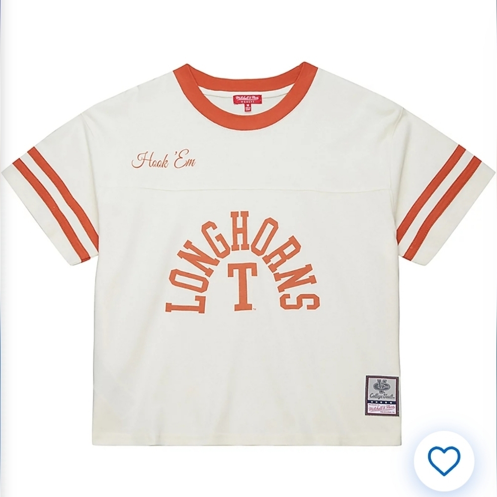 University of Texas Longhorns Women's Large Cropped Tee Mitchell  and Ness